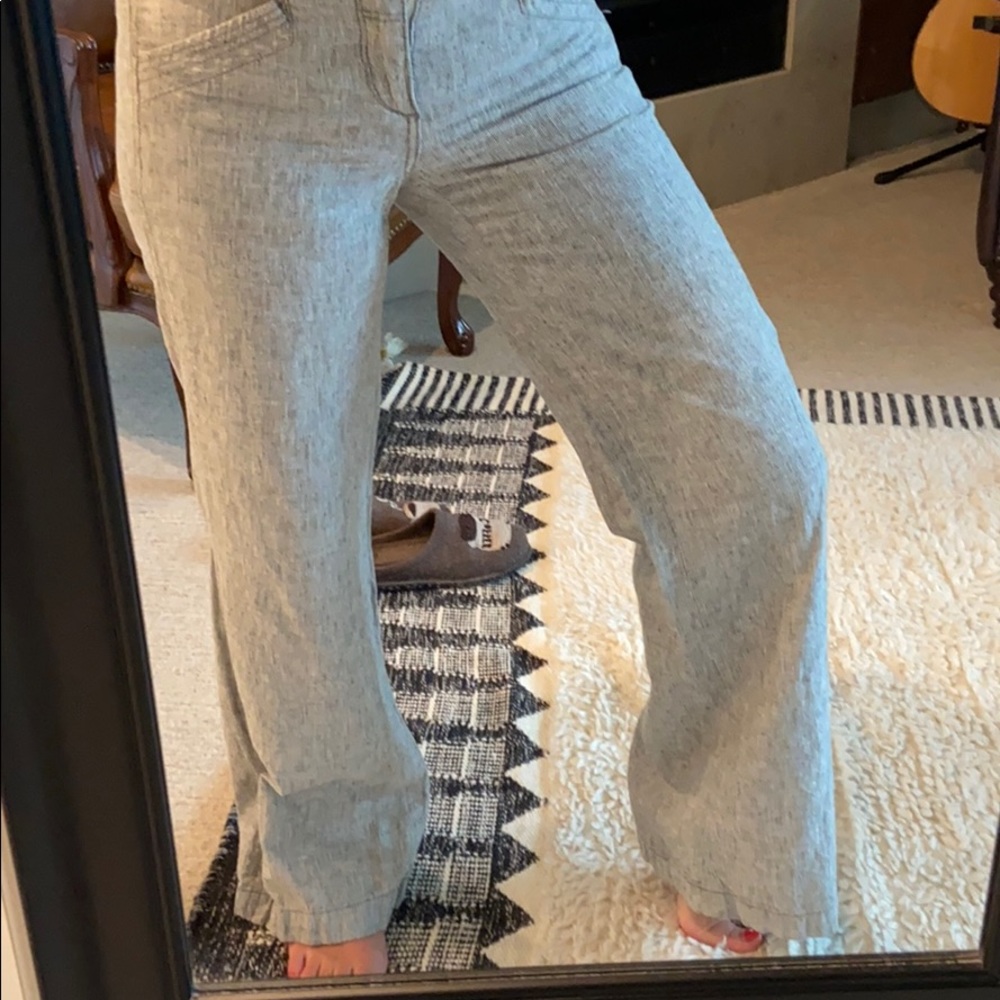 Wide-legged linen trousers